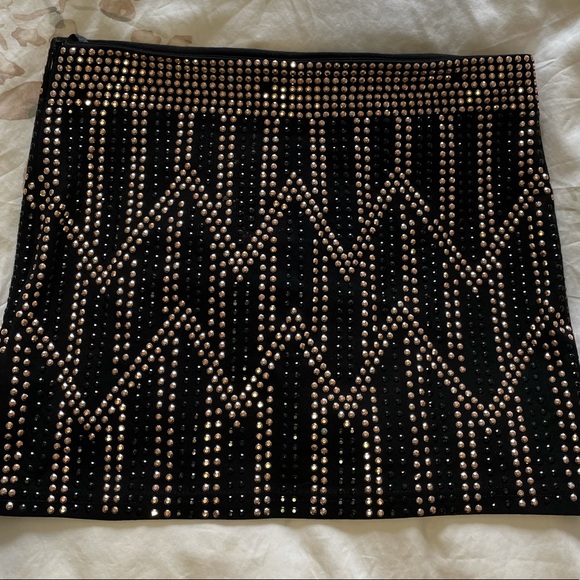 Black and Rose Gold Studded Mini Skirt - Picture 5 of 7